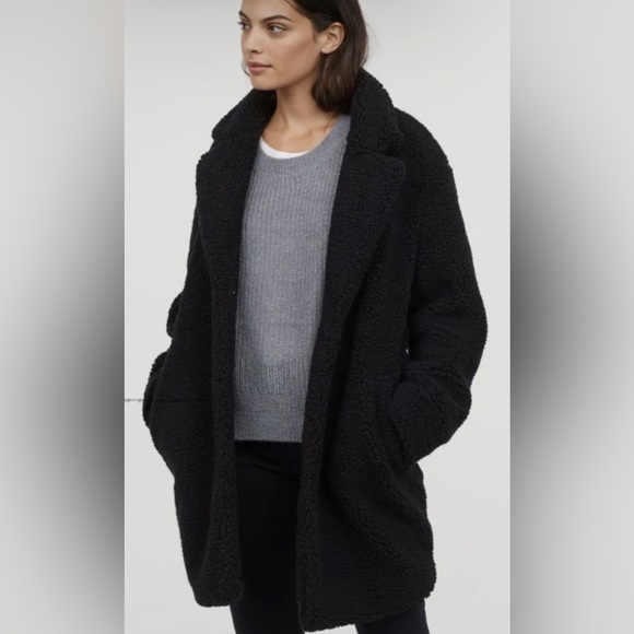 H&M Jackets & Blazers - H&M black pill Teddy Bear coat (XS/S)